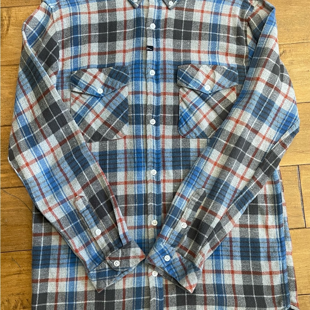 Imperial Motion Blue and Gray Casual Button Down Shirt - Picture 3 of 5